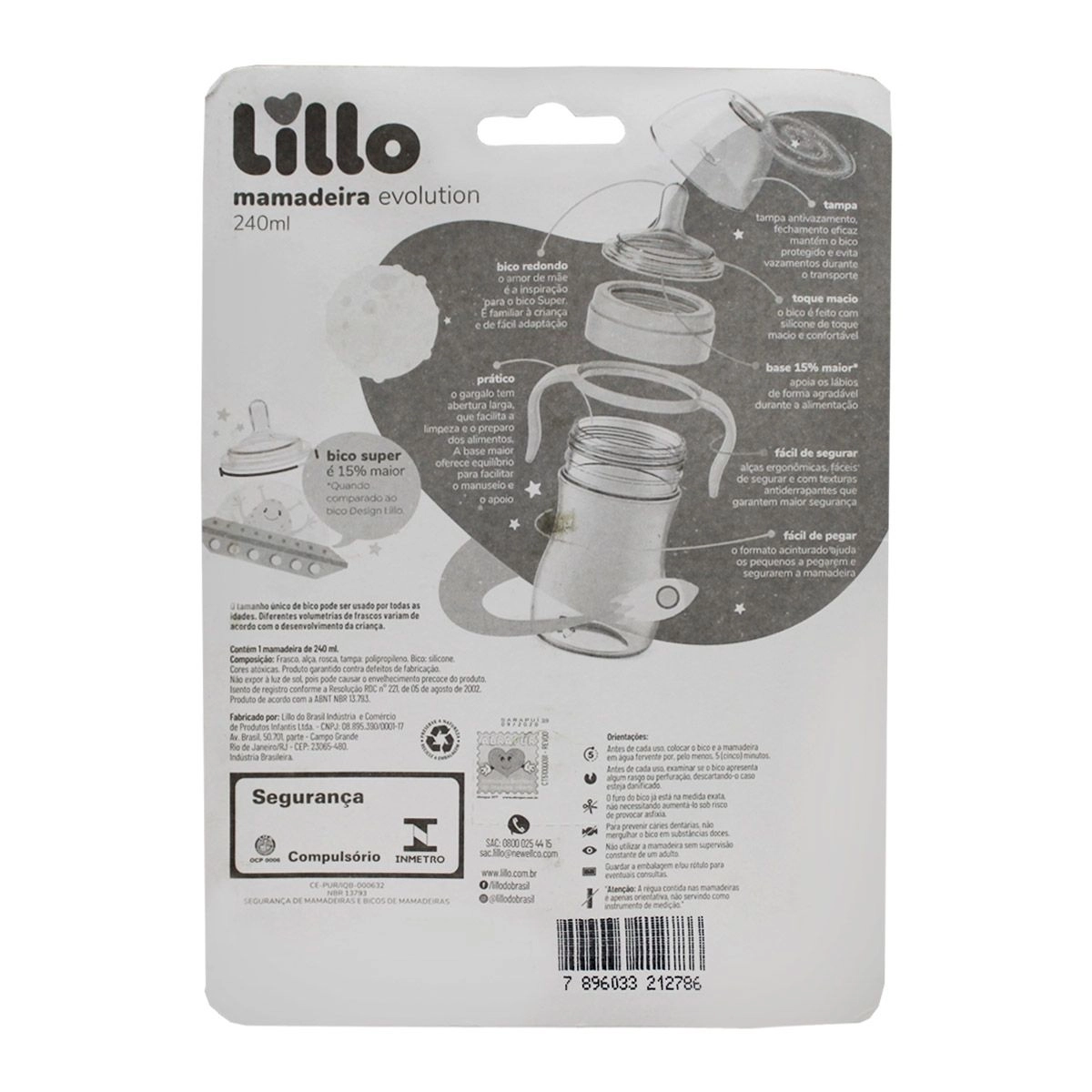 Mamadeira Evolution Rosa 240ml Lillo