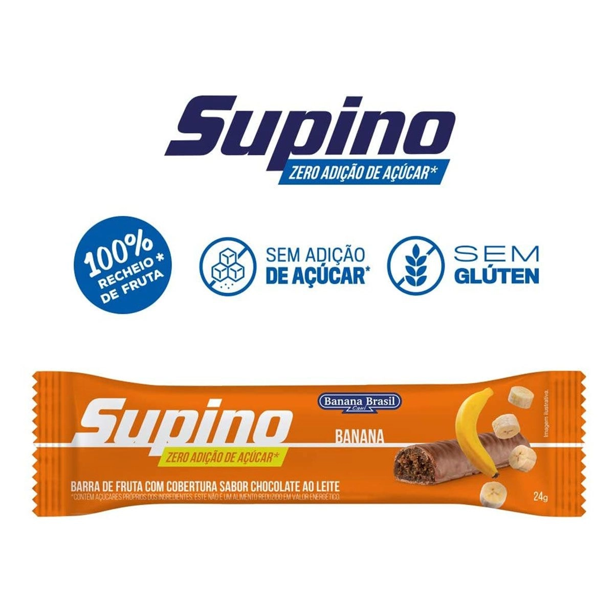 Barra de Fruta Supino Zero Açúcar Banana ao Leite 24g Banana Brasil