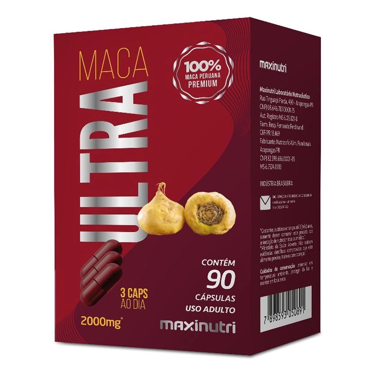 Maca Ultra 2000mg (100% Maca Peruana) 90 Cápsulas Maxinutri