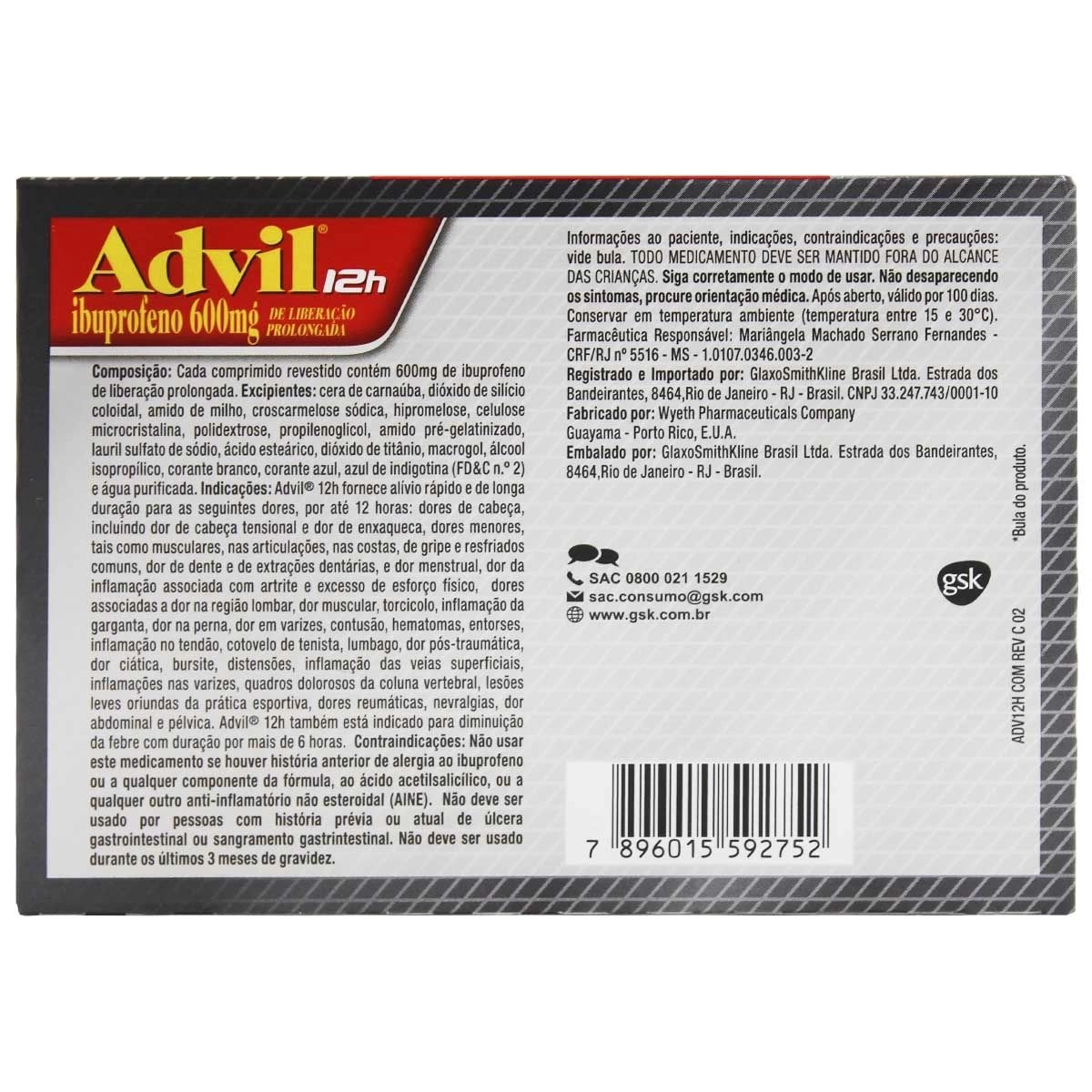 Advil 600mg com 6 Comprimidos Revestidos GSK
