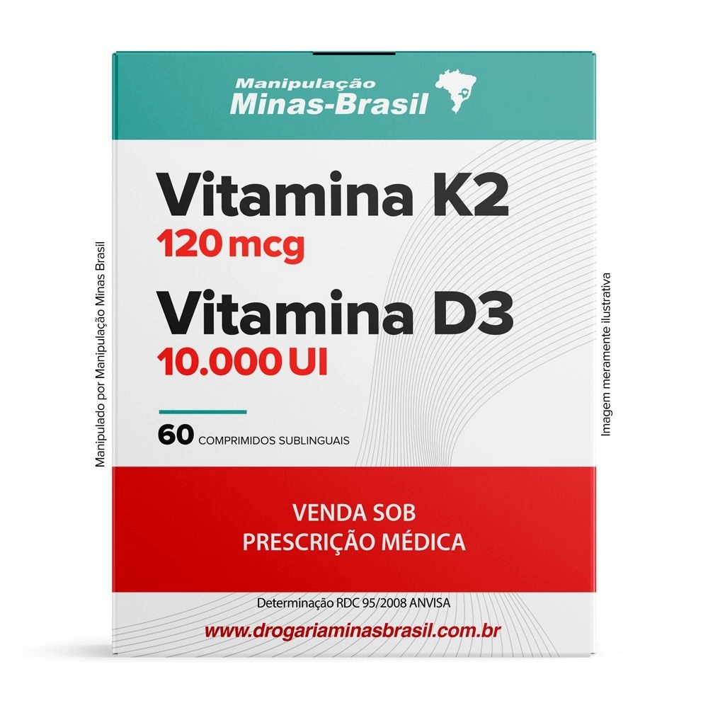 Vitamina K2 120mcg   Vitamina D3 10.000 Ui - 60 Comprimidos Sublingual