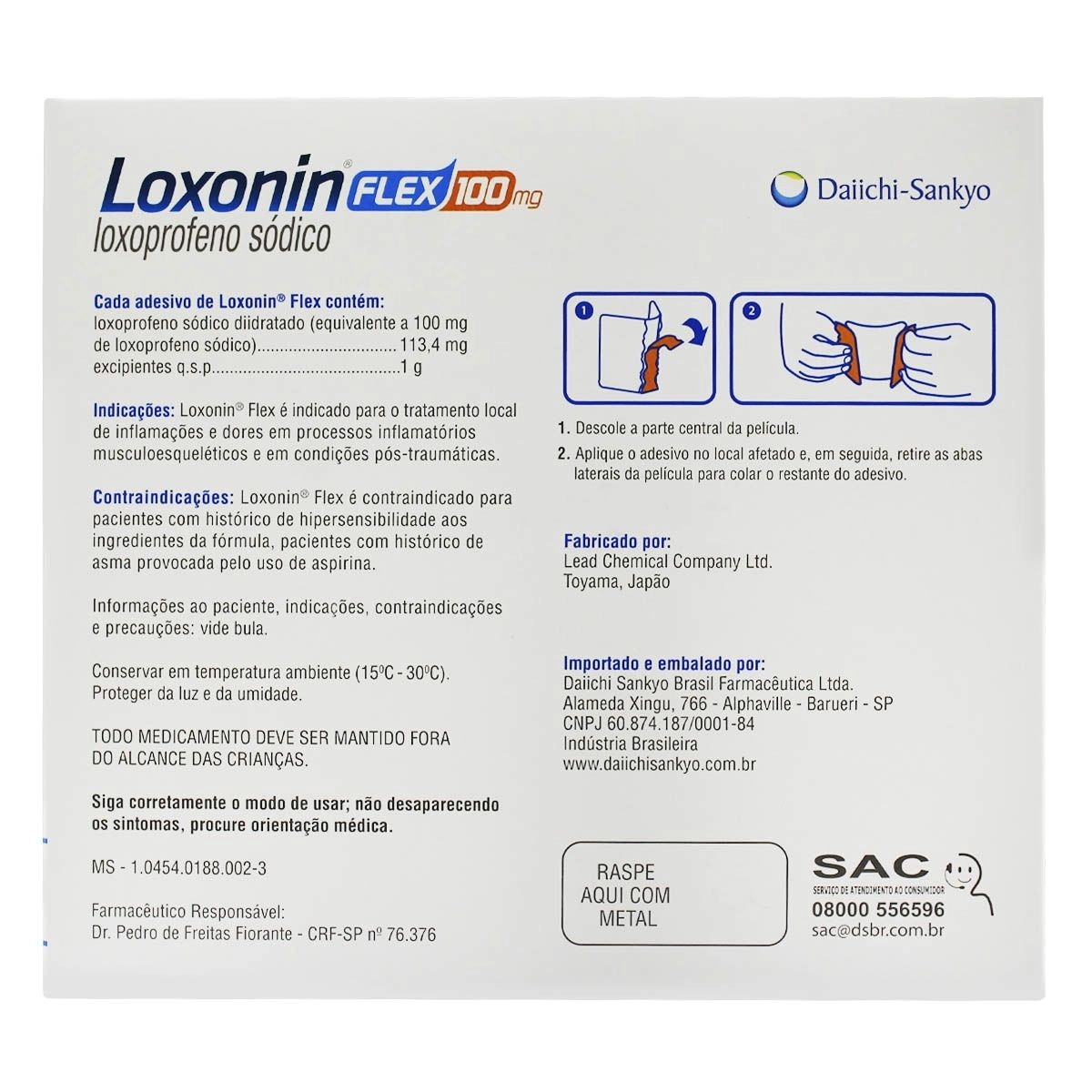 Loxonin Flex 100mg com 1 Envelope com 7 Adesivos Daiichi Sankyo