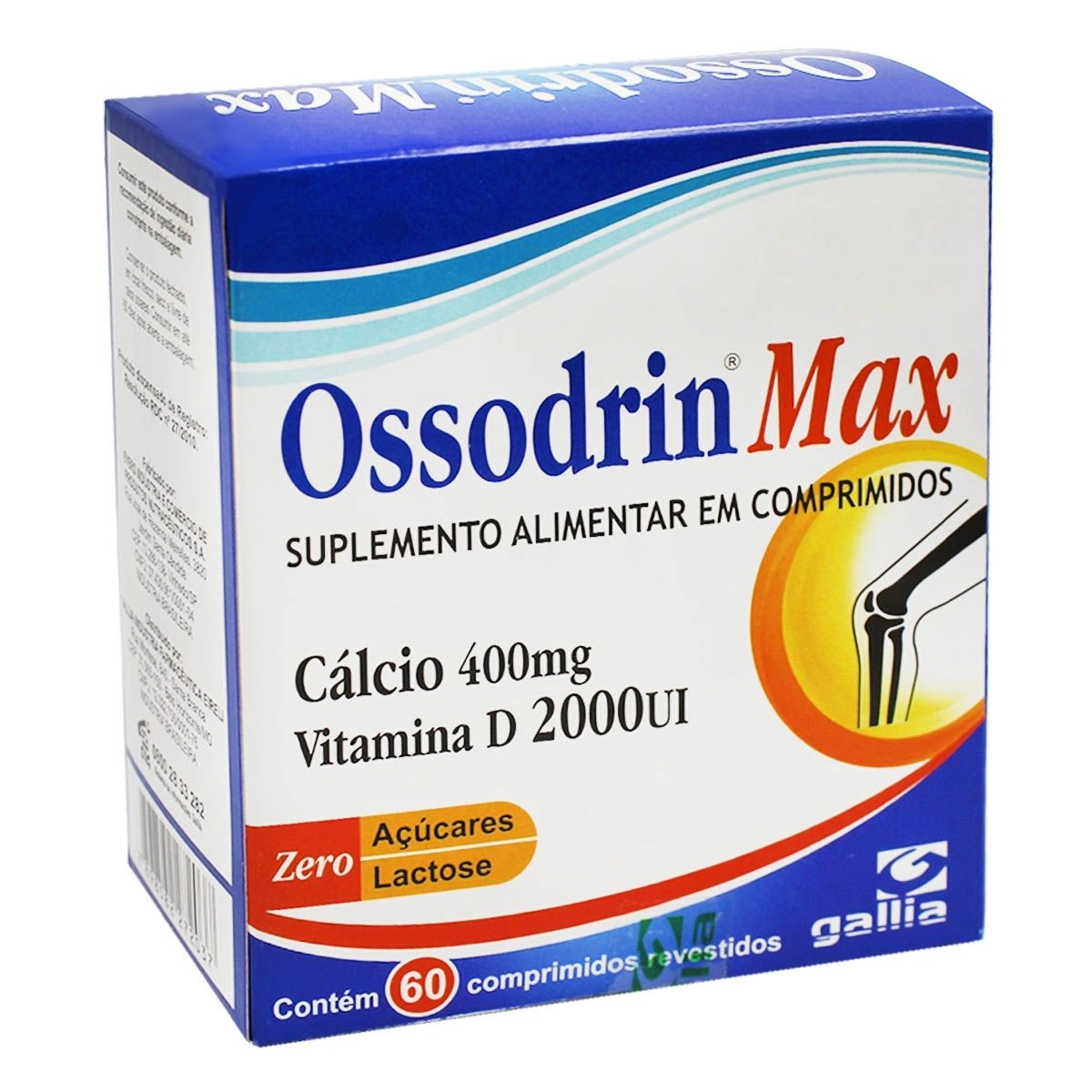 Ossodrin Max 400Mg   2000Ui Com 60 Comprimidos Revestidos Gallia