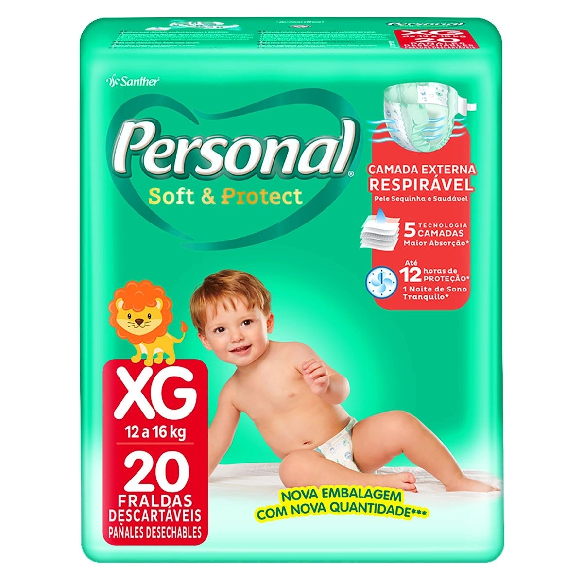 Fraldas Soft e Protect Jumbo Tamanho XG Pacote 20 Unidades Personal