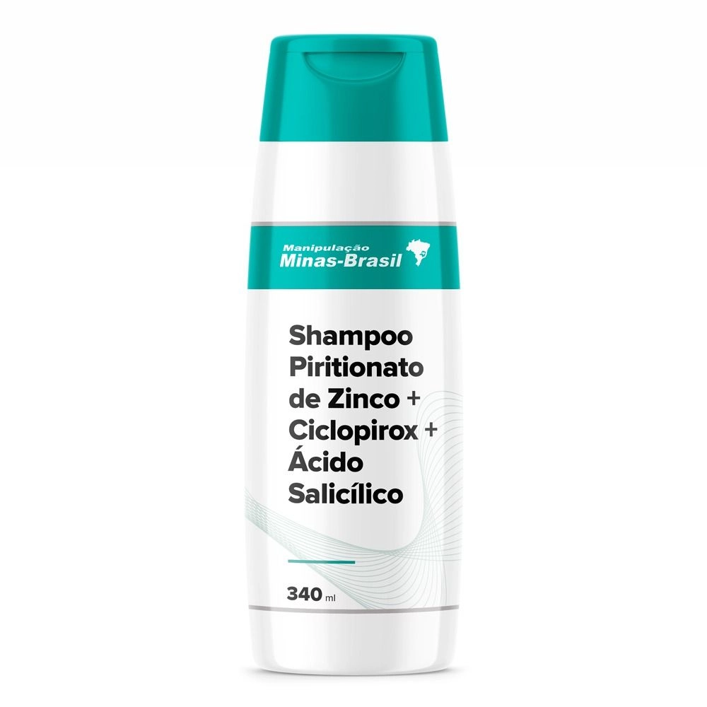 Shampoo Com Piritionato de Zinco + Ciclopirox + Ácido Salicílico 340ml