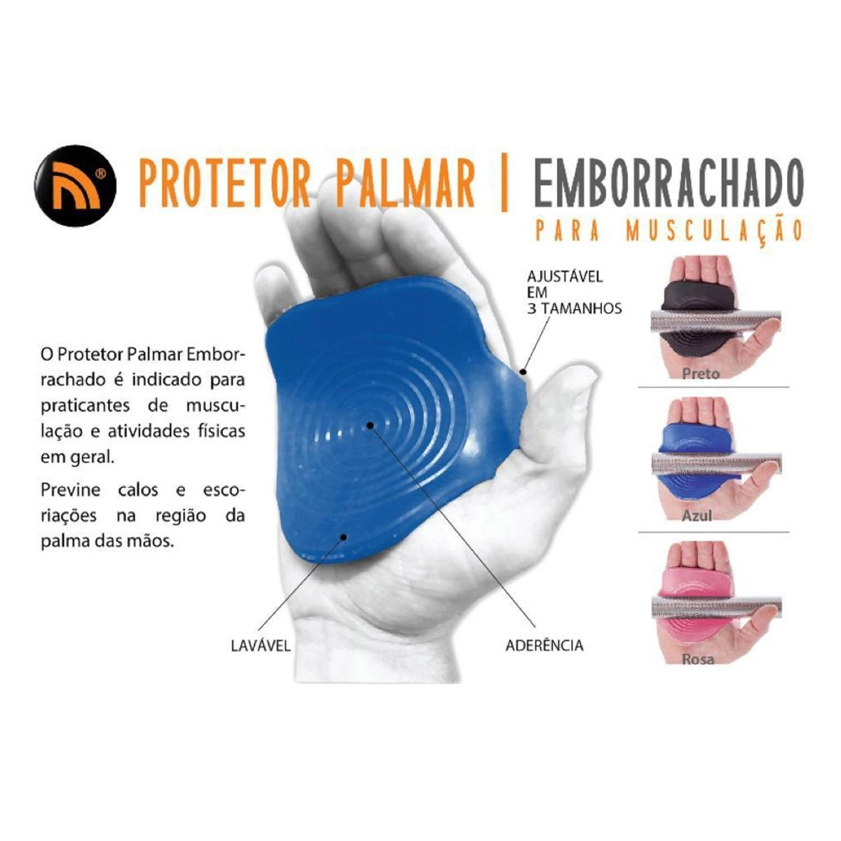 Protetor Palmar Emborrachado Tamanho Único Azul Prottector