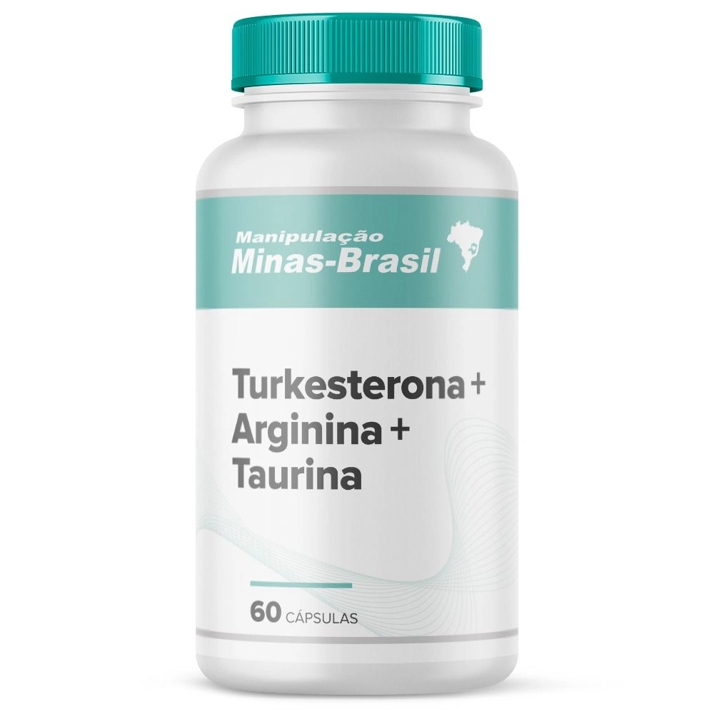 Turkesterona 500mg + Arginina 100mg + Taurina 200mg 60 Cápsulas