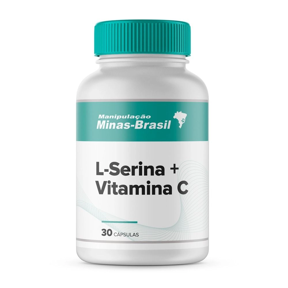 L- Serina 300Mg   Vitamina C 350Mg com 30 Cápsulas