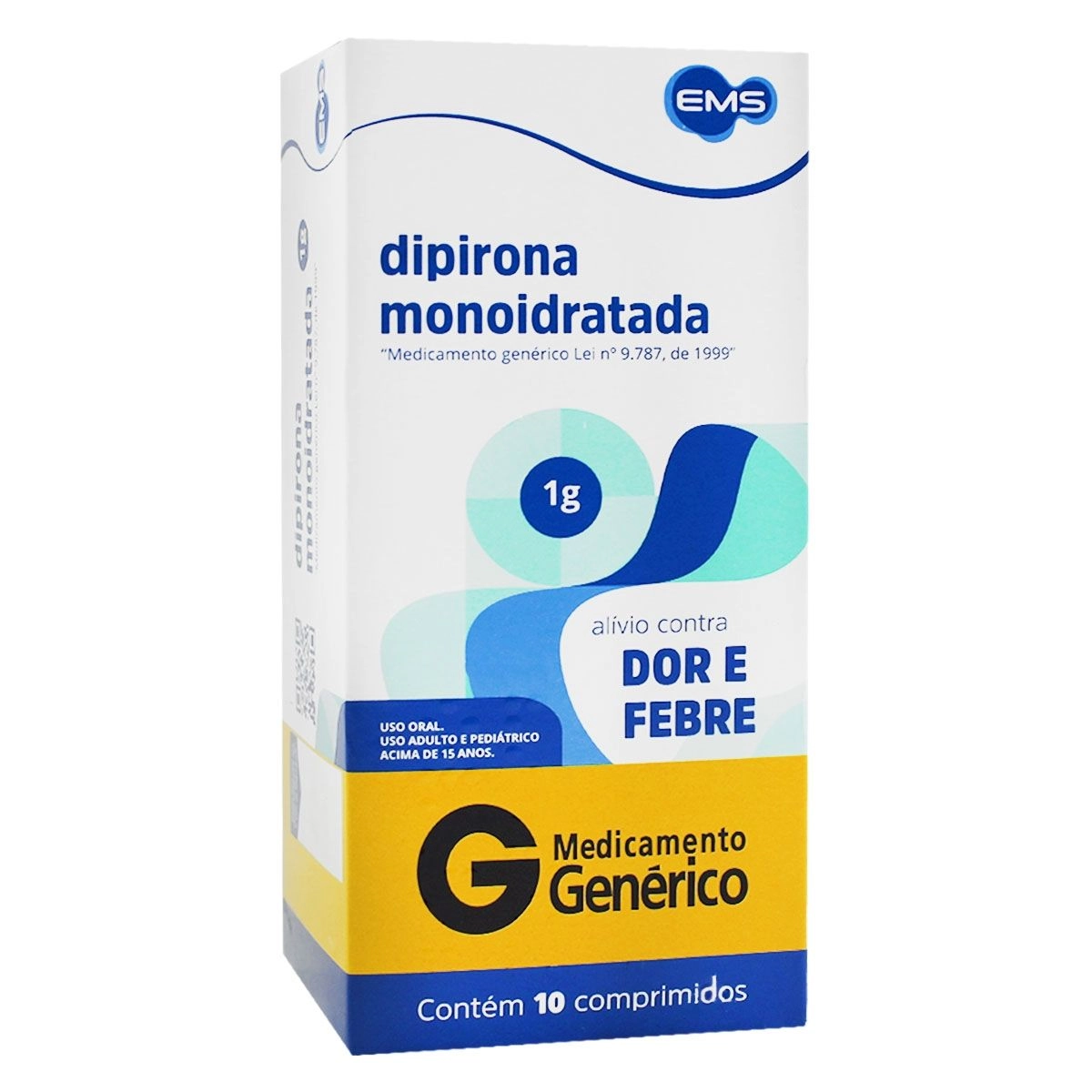 Dipirona Monoidratada 1g com 10 Comprimidos Genérico EMS