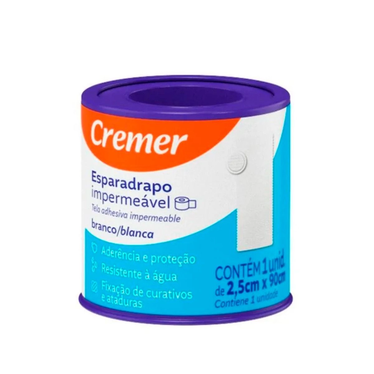Esparadrapo Impermeável 2,5Cm X 0,9M C/ 1 Unidade Cremer