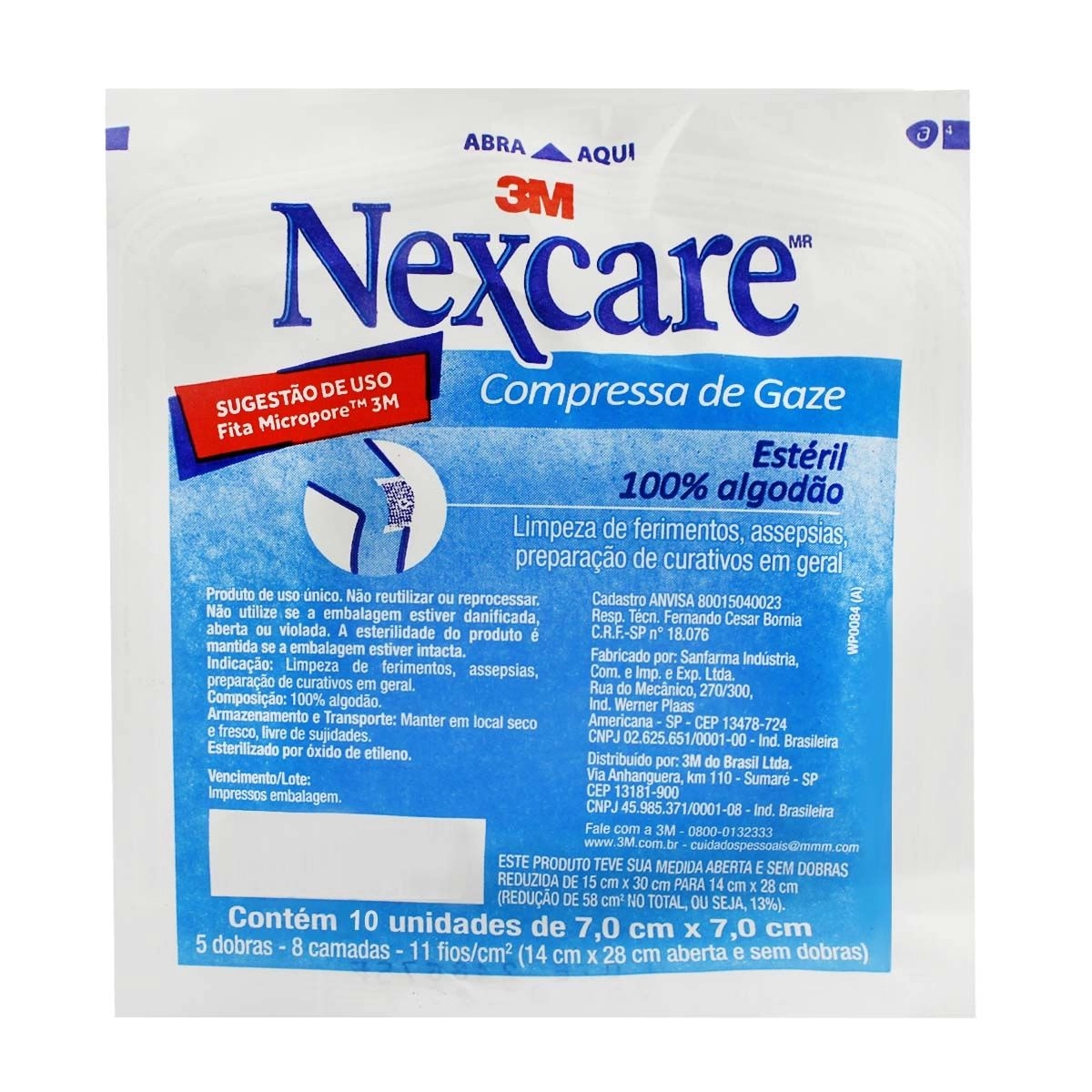 Compressa de Gaze Nexcare 7cm x 7cm com 10 Unidades 3M