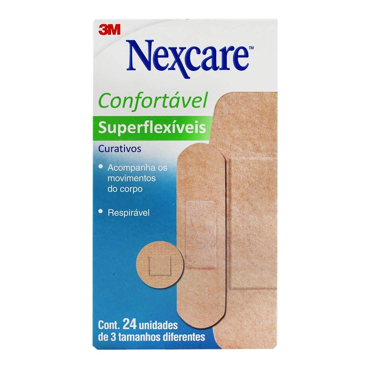 Curativos NExcare Superflexíveis 3 Tamanhos Diferentes com 24 Unidades 3M