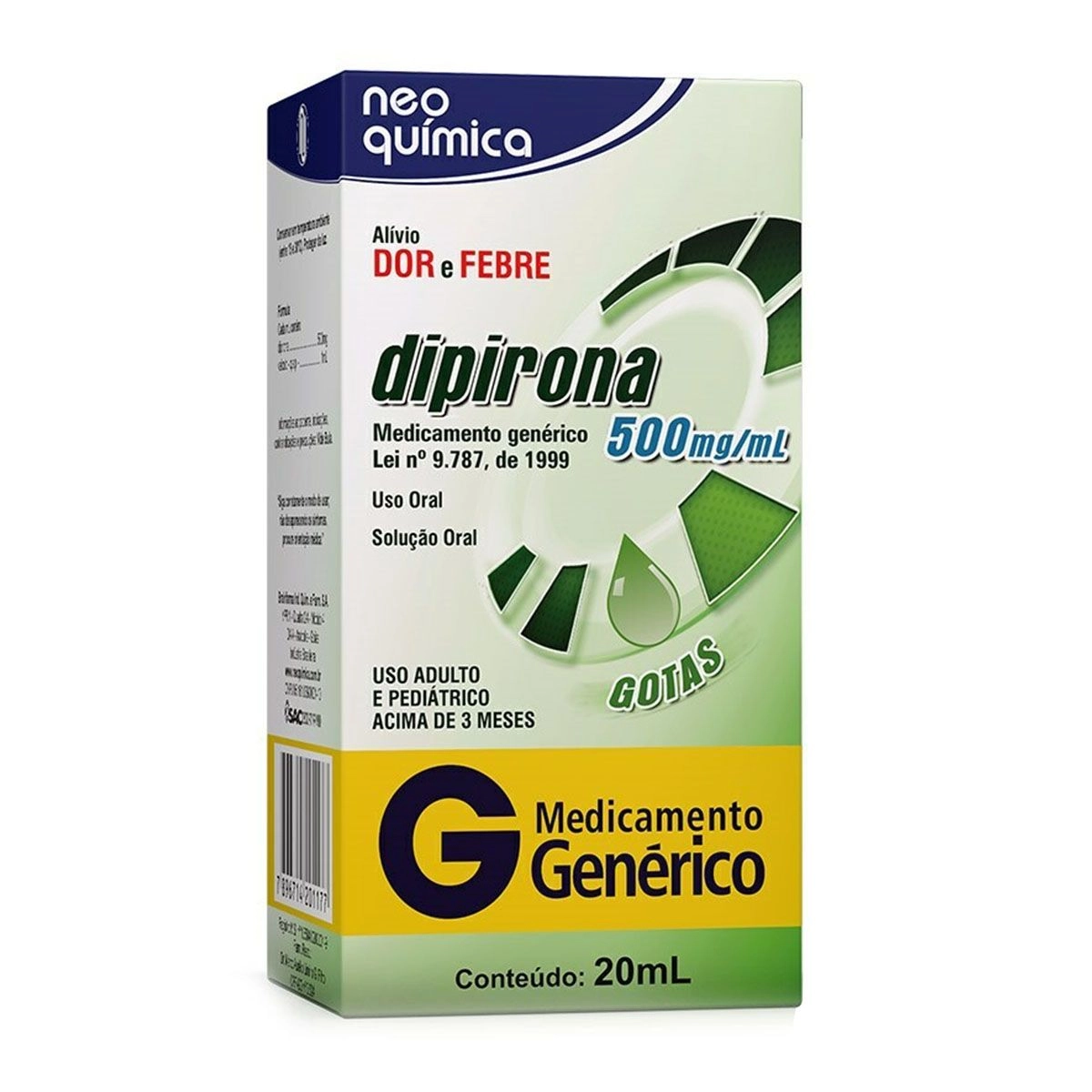 Dipirona 500mg 20ml Genérico Neo Química