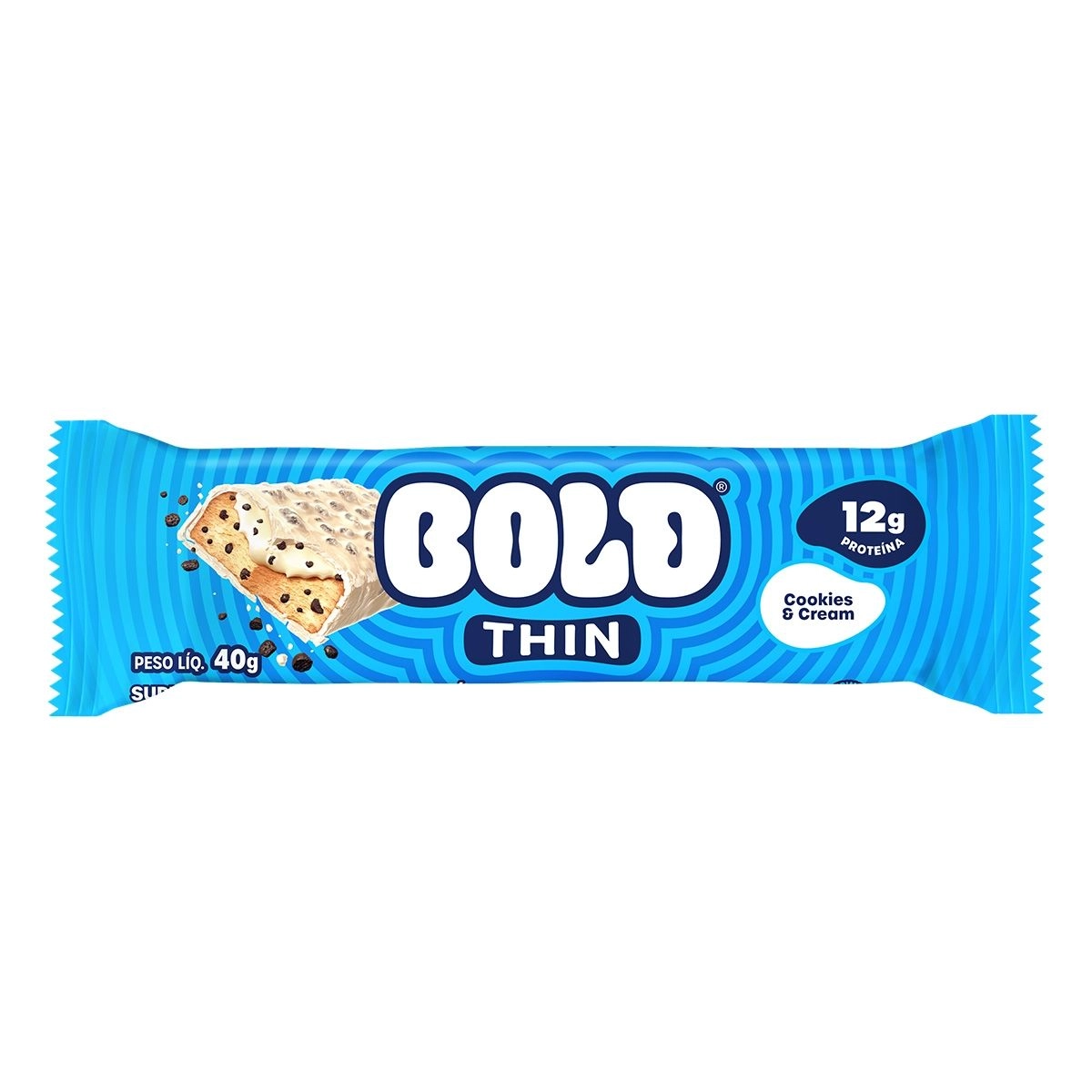 Barra Proteíca Bold Thin Cookies e Cream 40g