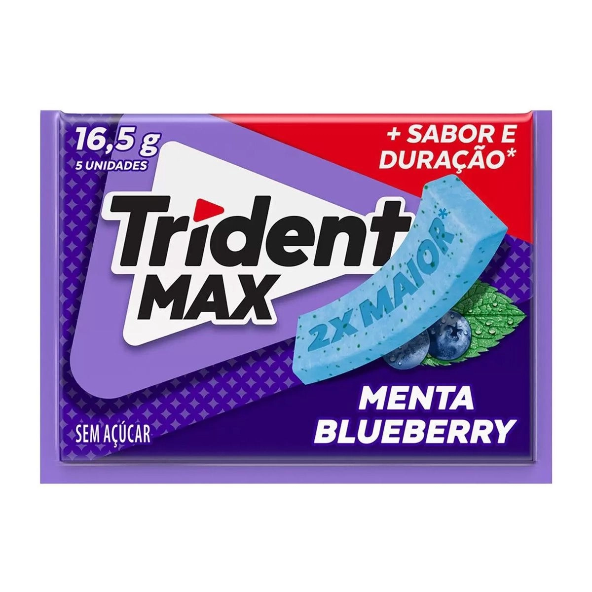 Trident Max Chiclete Sem Açúcar Menta Blueberry Fresca 16,5g
