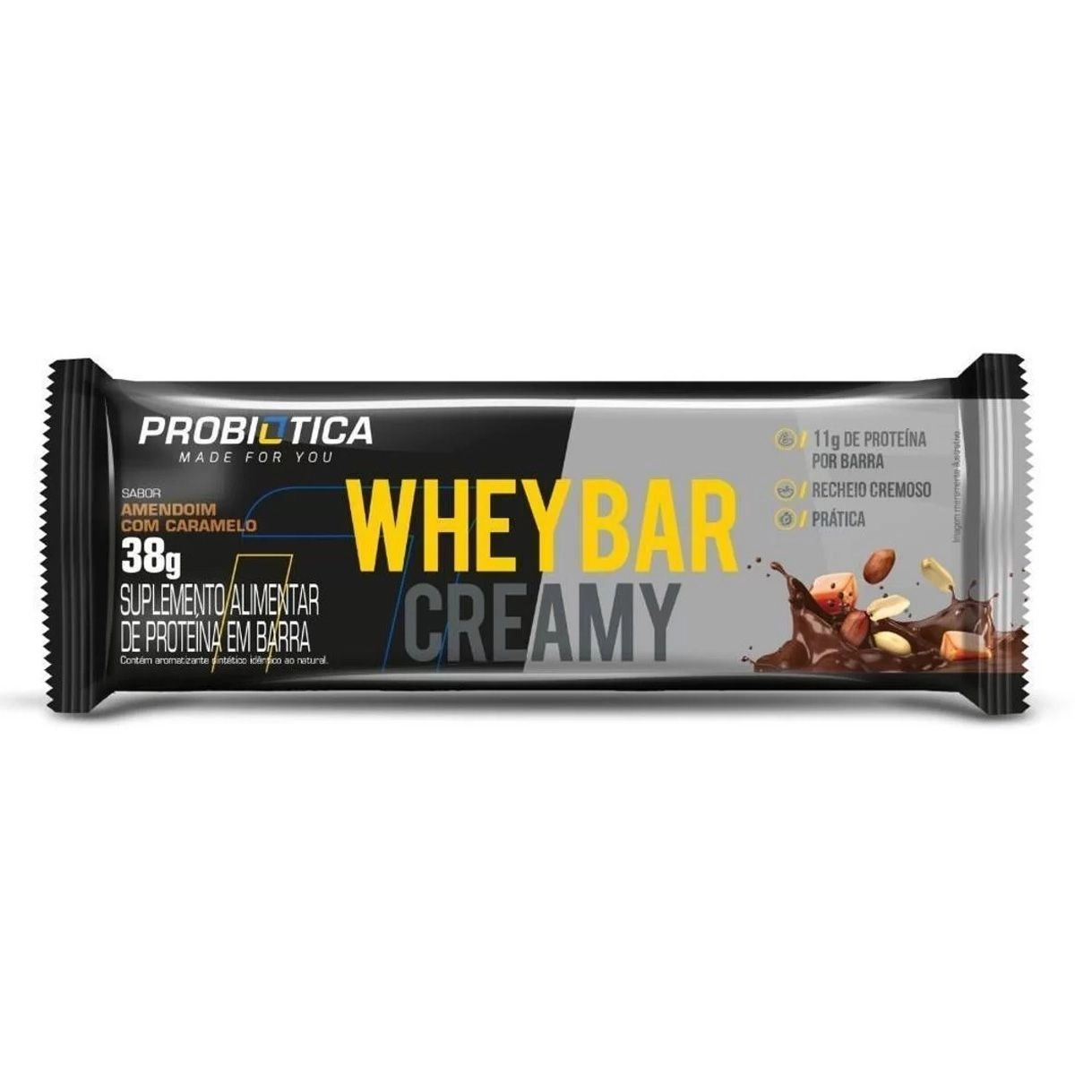 Whey Bar Creamy Amendoim Com Caramelo Probiótica 38g