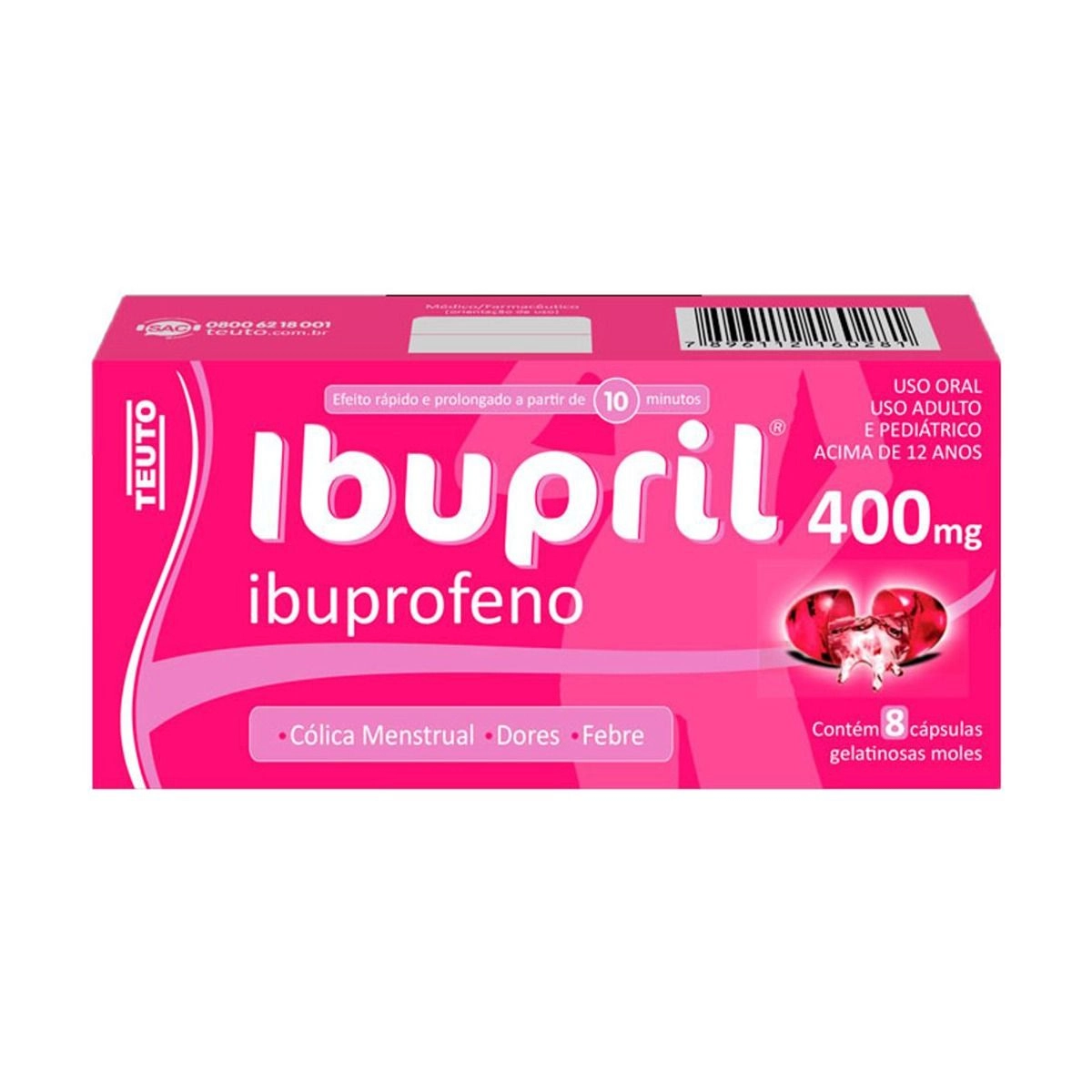 Ibupril 400mg Com 8 Cápsulas Gelatinosas Moles Teuto