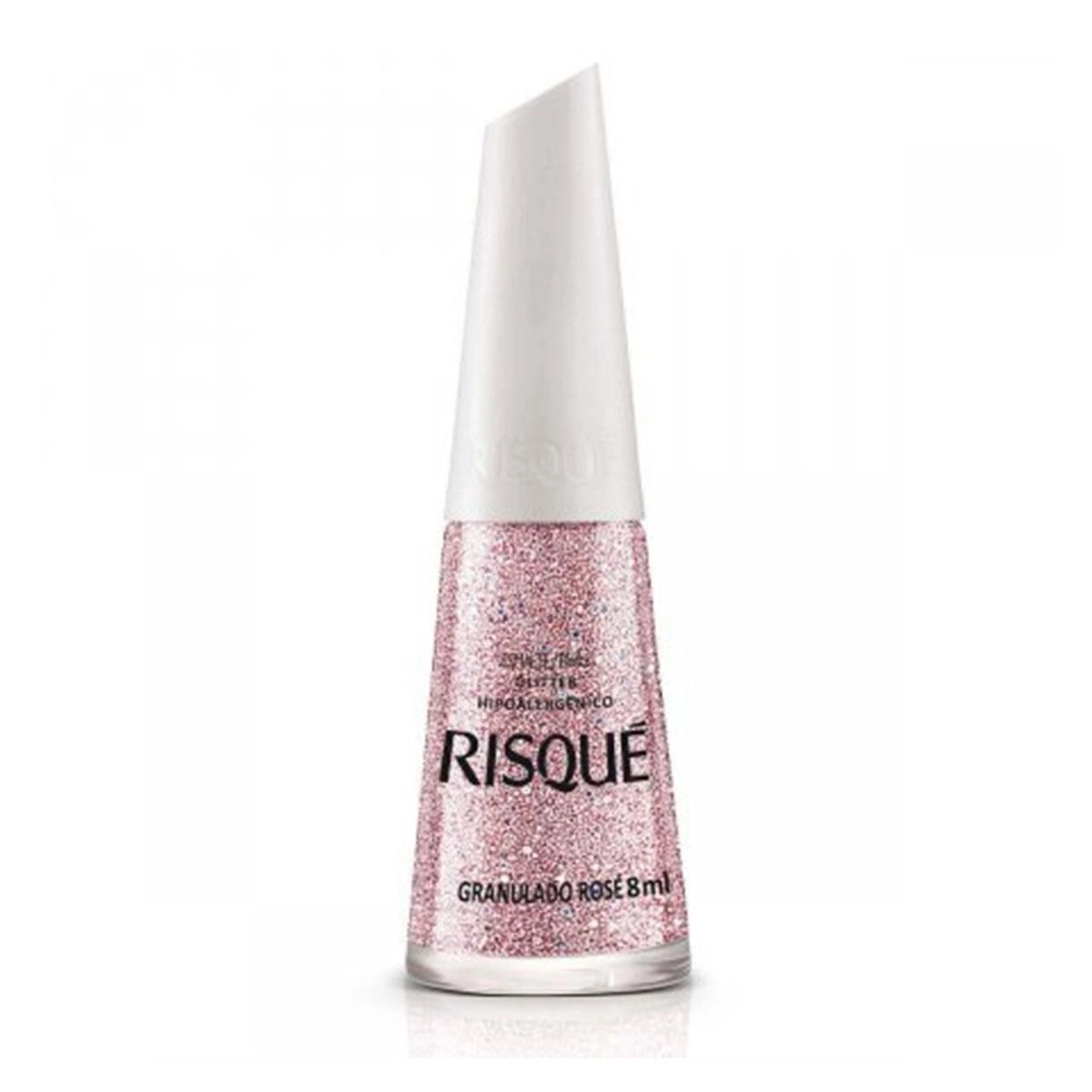 Esmalte Efeitos Glitter Granulado Rose Hipoalergênico Com 8ml Risqué