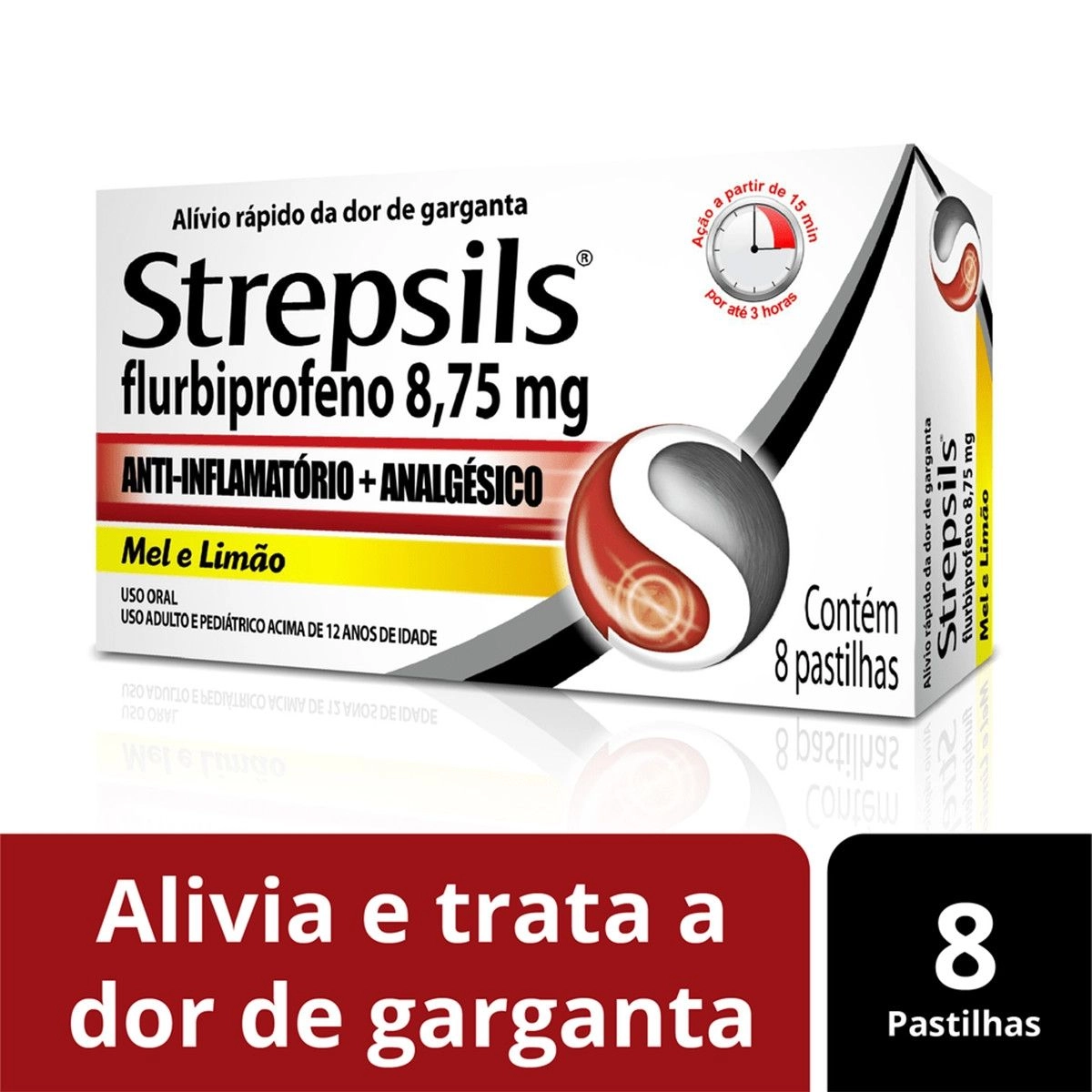 Strepsils Mel e Limão Com 8 Pastilhas