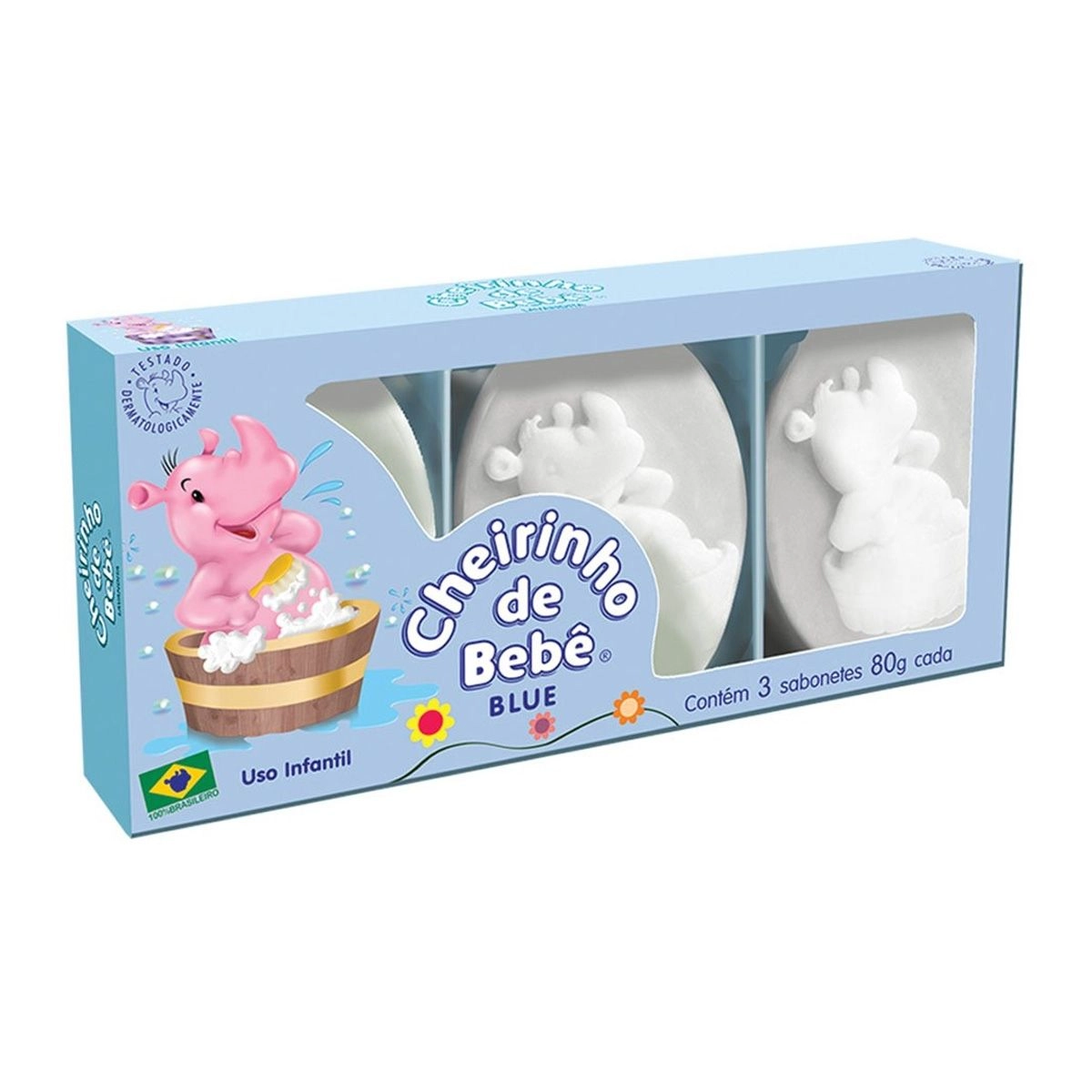 Sabonete Infantil Blue Com 3 Unidades 80g Cada Cheirinho De Bebê