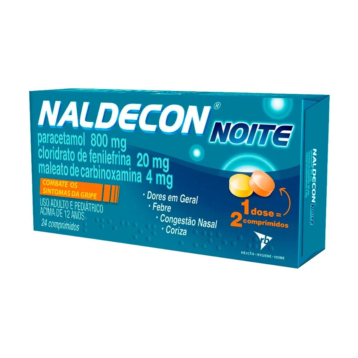 Naldecon Noite 800mg + 20mg + 4mg Com 24 Comprimidos Bms