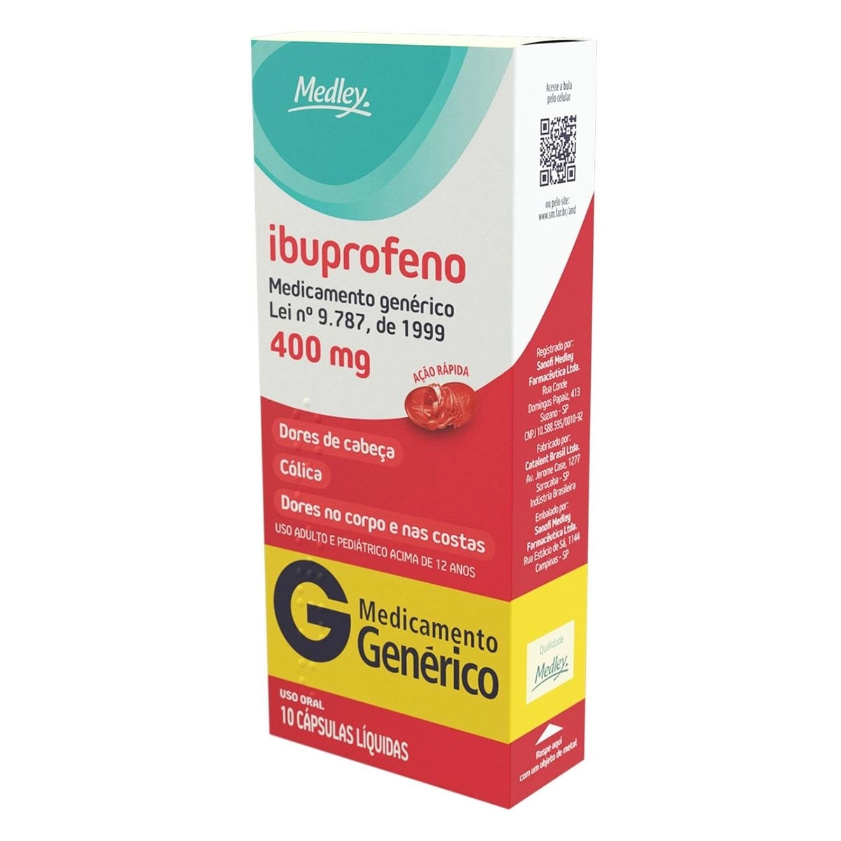 Ibuprofeno 400mg 10 cápsulas Medley Genérico
