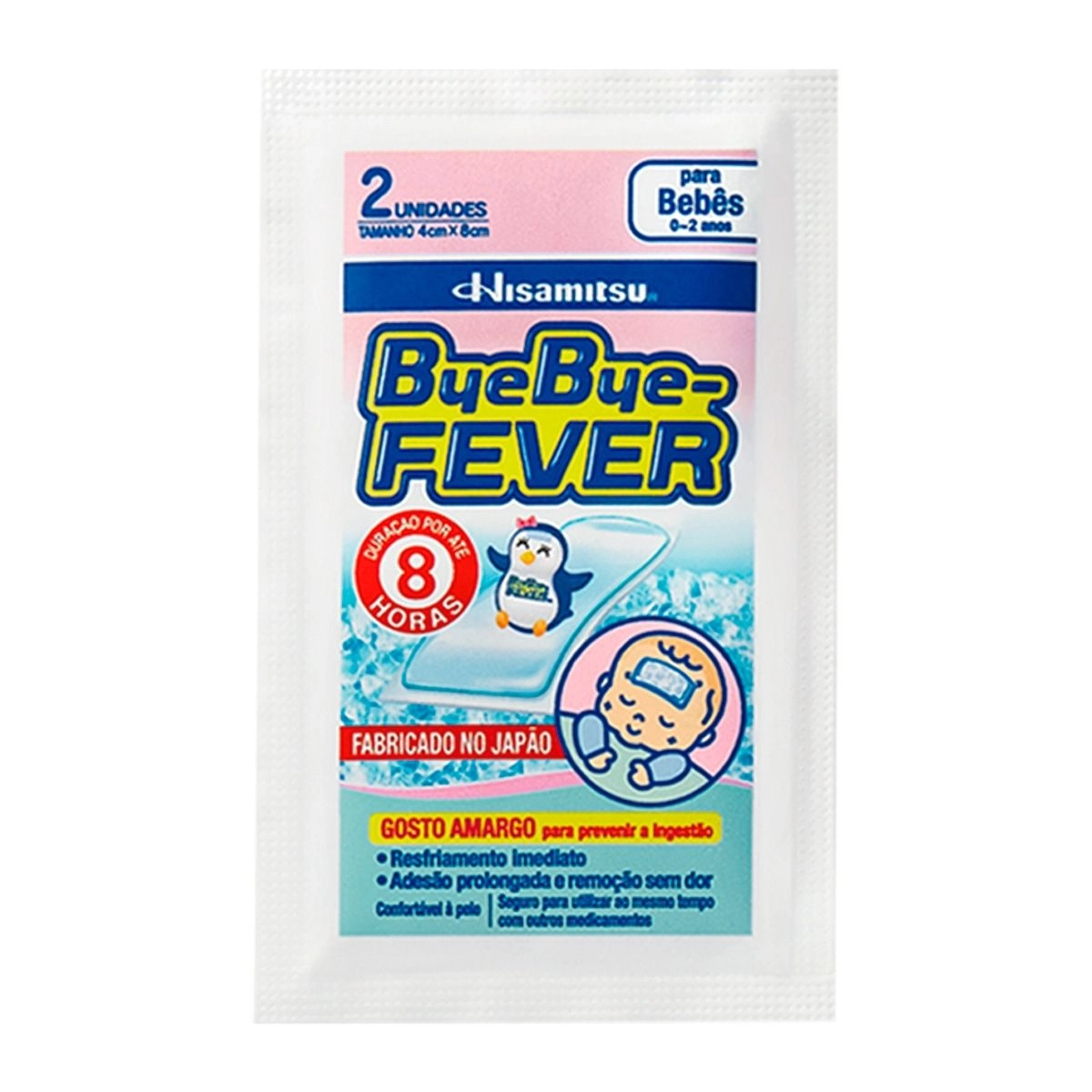 Adesivo para Alívio da Febre Bye Bye Fever Bebês 0 a 2 Anos 2 Unidades Hisamitsu