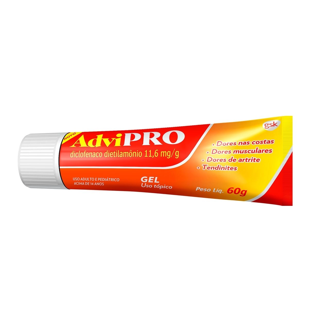 AdviPRO Diclofenaco Dietilamônio 11,6mg/g Gel 60g Gsk
