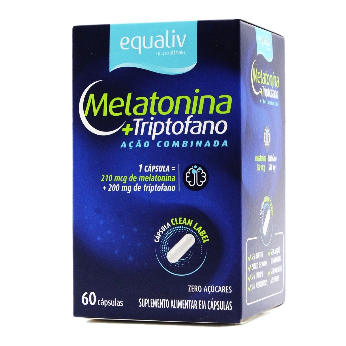 Suplemento Alimentar Melatonina e Triptofano Com 60 Cápsulas Equaliv