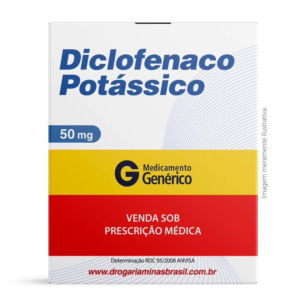 Diclofenaco Potássico 50mg Com 20 Comprimidos Revestidos Genérico Medley
