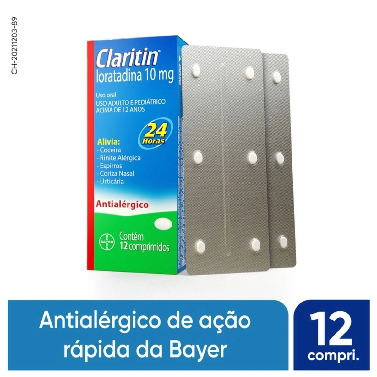Claritin Antialérgico 10mg com 12 Comprimidos Bayer