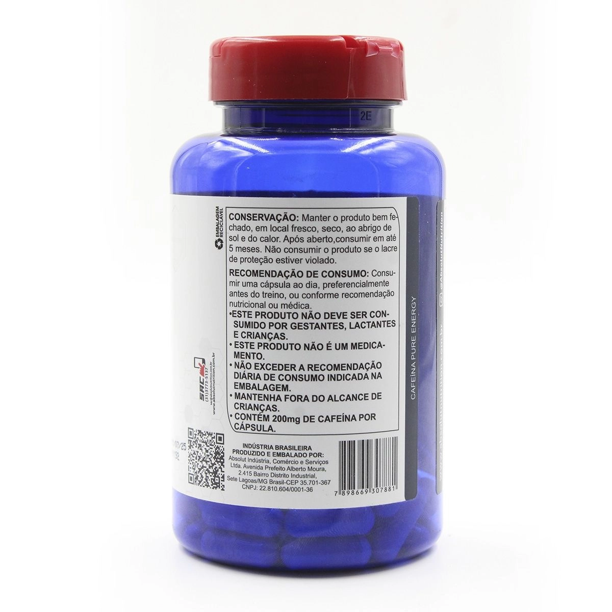 Cafeína Pure Energy 200Mg Com 30 Cápsulas Absolut Nutrition
