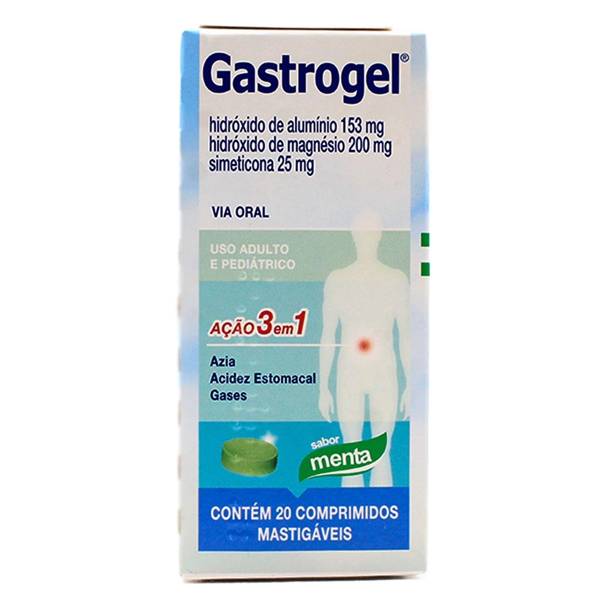 Gastrogel Com 20 Comprimidos Mastigáveis Sabor Menta Medquímica