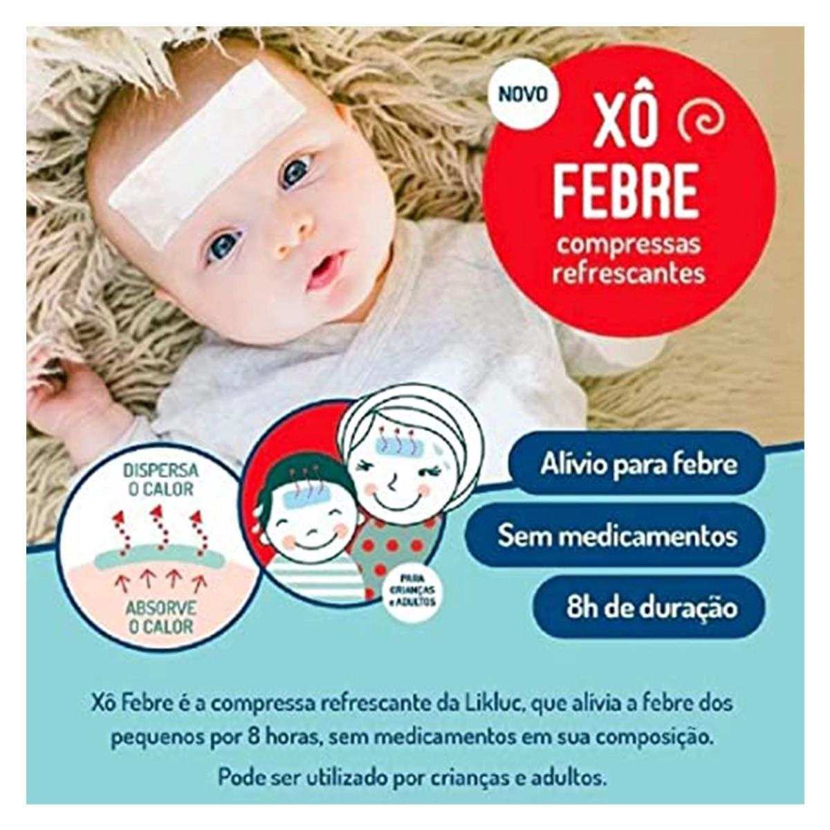 Xô Febre Compressas Refrescantes Para Alivio Da Febre Likluc