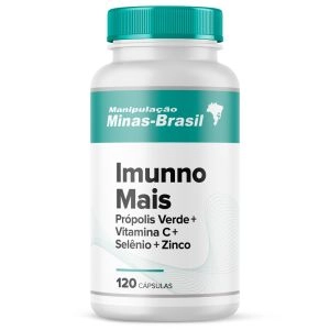 Imunno Mais Própolis Verde 125mg + Vitamina C 1g + Selênio 34mcg +Zinco 10mg 120 Cápsulas