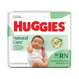 Fralda Huggies Recém Nascido Natural Care Rn Com 18 Unidades