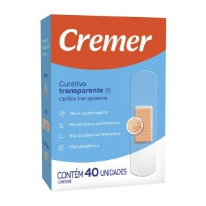 Curativo Tradicional Transparente Com 40 Unidades Cremer