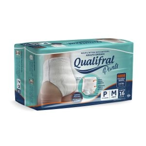 Roupa Íntima Descartável Qualifral Pants Adulto Unissex Tamanho P/M Com 16 Unidades