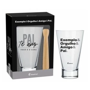Kit Caipirinha Copo Long Pai Amigo 400Ml Brasfoot