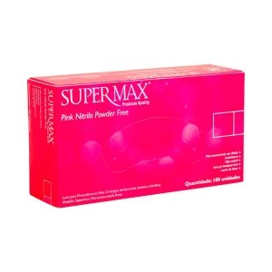 Luva de Procedimento Nitrílica Rosa Pink Sem Pó Grande Com 100 Unidades Supermax