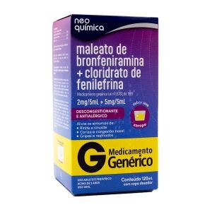 Maleato De Bronfeniramina 2mg/5ml e Fenilefrina 5mg/5ml Xarope Com 120ml Genérico Neo Química