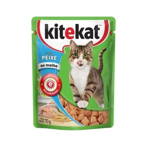 Ração Kitekat Sabor Peixe Ao Molho Para Gatos Adultos Sachê Com 70g