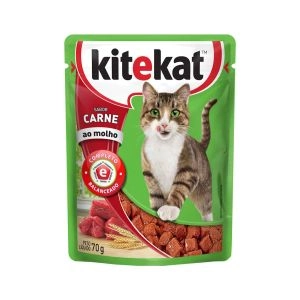 Ração Kitekat Sabor Carne Ao Molho Para Gatos Adultos Sachê Com 70g