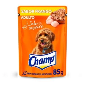 Ração Úmida Champ Sabor Caseiro Frango Para Cães Adultos Sachê Com 85g