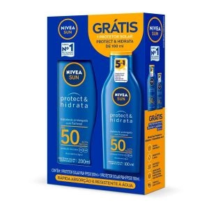 NIVEA SUN Protetor Solar Protect e Hidrata Kit FPS 50 200ml e 100ml