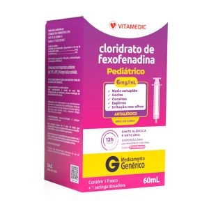 Cloridrato De Fexofenadina 6mg/ml Pediátrico Sabor Framboesa Suspensão Oral Com 60ml Genérico Vitamedic