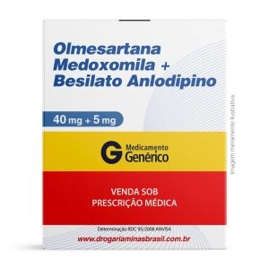 Olmesartana Medoxomila e Besilato Anlodipino 40mg/5mg Com 30 Comprimidos Genérico Ems