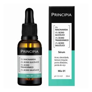 Sérum Renovador 5% Niacinamida, 4% Glicólico, 3% Tranexâmico, 2% Salicílico Mix-01 Principia 30ml
