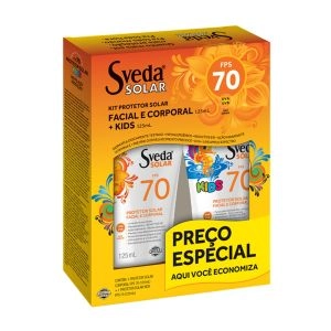 Kit Sveda Protetor Solar Facial E Corporal Adulto 125ml e Kids 125ml FPS60