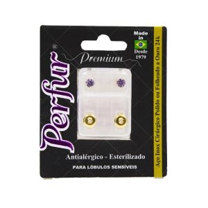 Brinco Perfur Premium Ad Dourado Estrelão Roxo 709